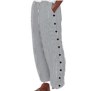 NWOT Plus Size Stripe Straight Leg Cropped Pants Slant Pockets High Waist Sz 2XL